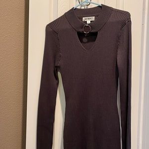Dark gray sweater dress, cute cut out